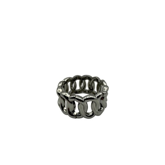 Chunky Silver Stretch Chain Link Bracelet 6.5 inch - Picture 2 of 6